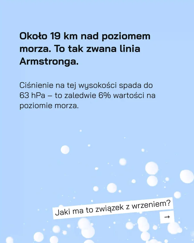 Około 19 km nad poziomem morza — linia Armstronga